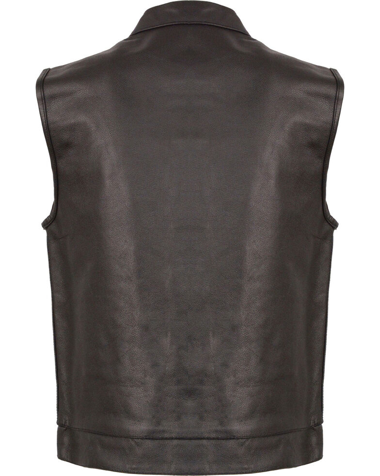  Black Open Neck Club Style Leather Vest