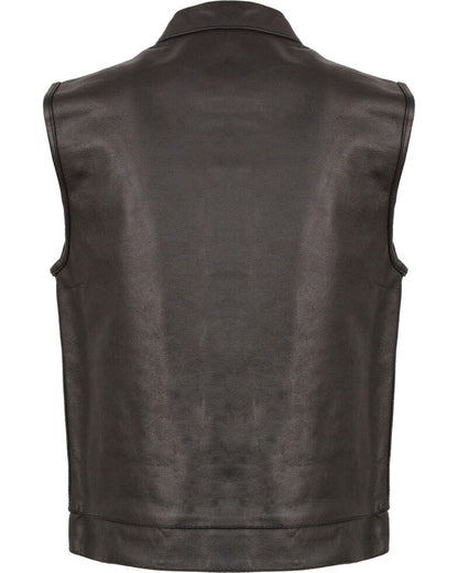  Black Open Neck Club Style Leather Vest