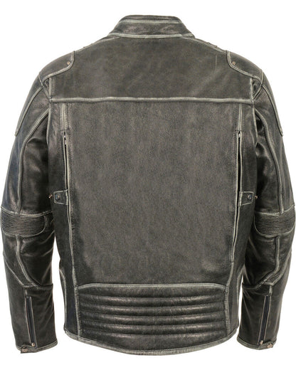 Men’s Vintage Distressed Triple Vented Leather Jacket