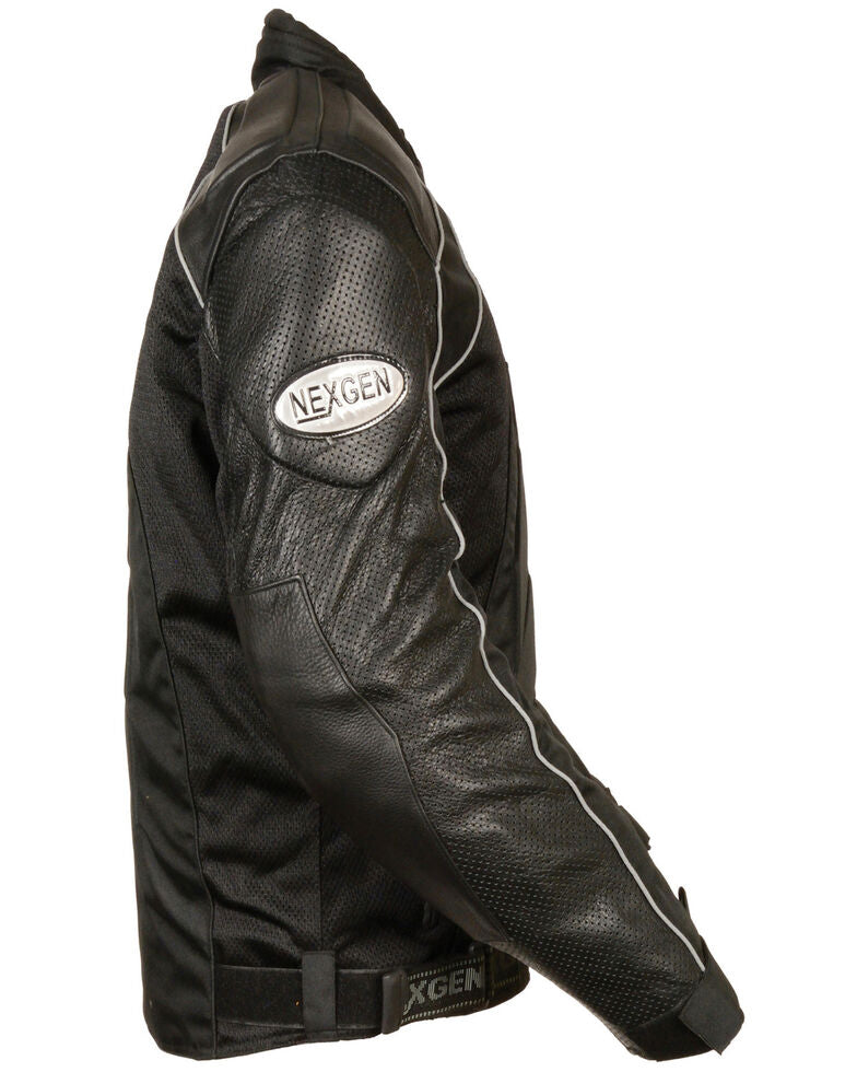 Men’s Combo Leather and Textile Mesh Racing Jacket