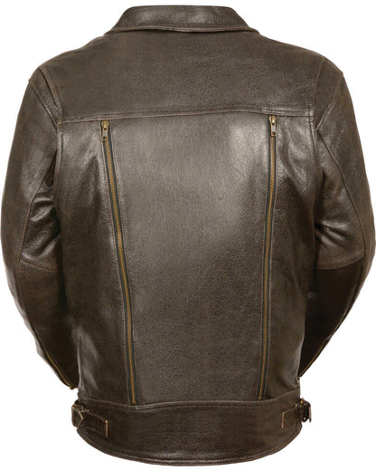 Men’s Brown Pocket Biker Leather Jacket