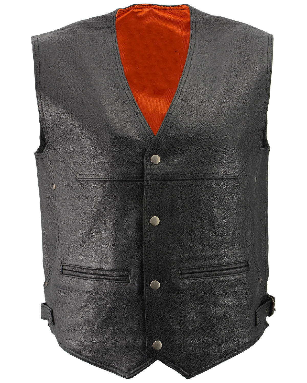 Black Deep Pocket Leather Vest