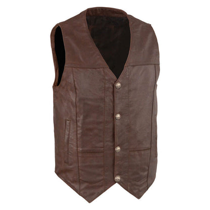 Men's Western Plain Suede Leather Side Vest