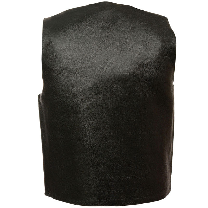 Men's Black Classic Snap Gun Pockets Leather Vest