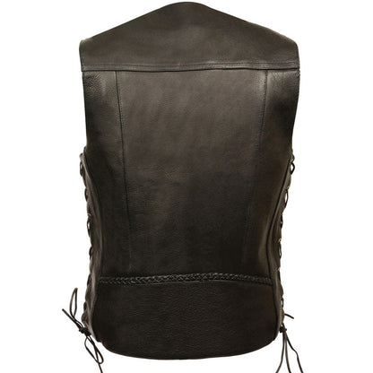 Buffalo Snap Braided Side Lace Leather Vest