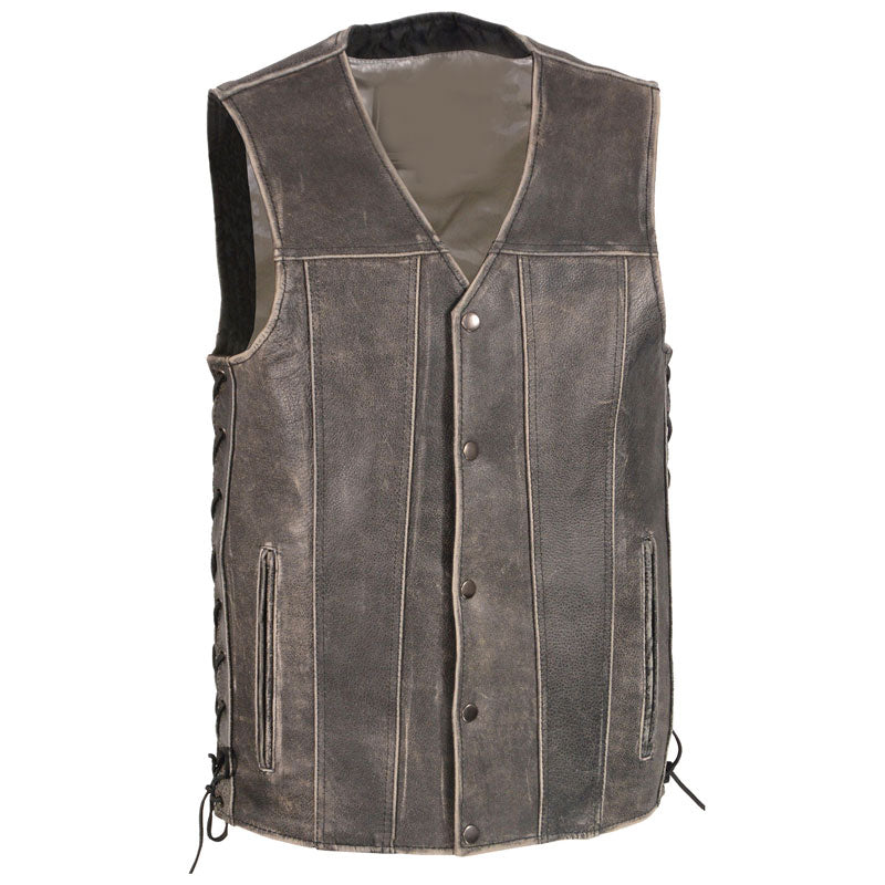 Men's Grey Suede Leather Side Lace Vest