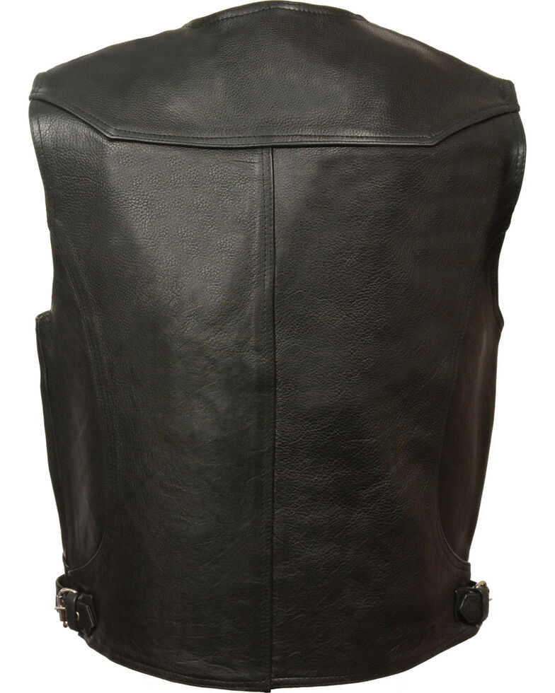 Black Deep Pocket Leather Vest