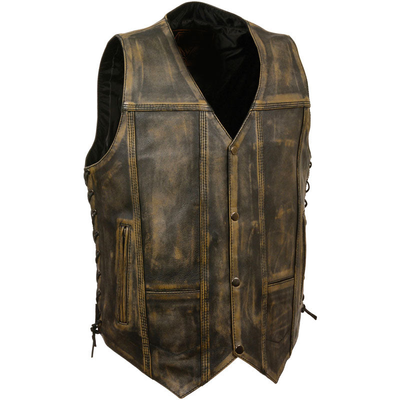 Brown Distressed Leather Vest