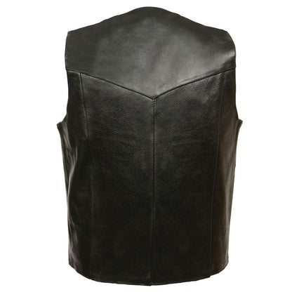 Black Snap Front Biker Leather Vest