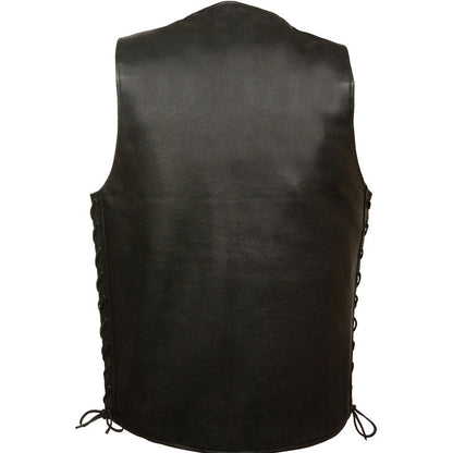 Straight Bottom Side Lace Leather Vest