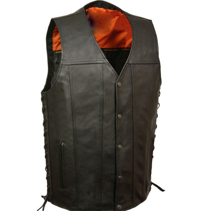 Straight Bottom Side Lace Leather Vest