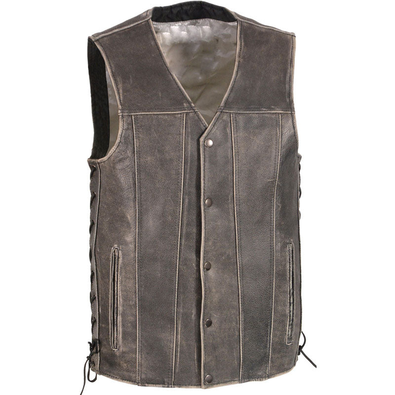 Grey Side Lace Leather Vest