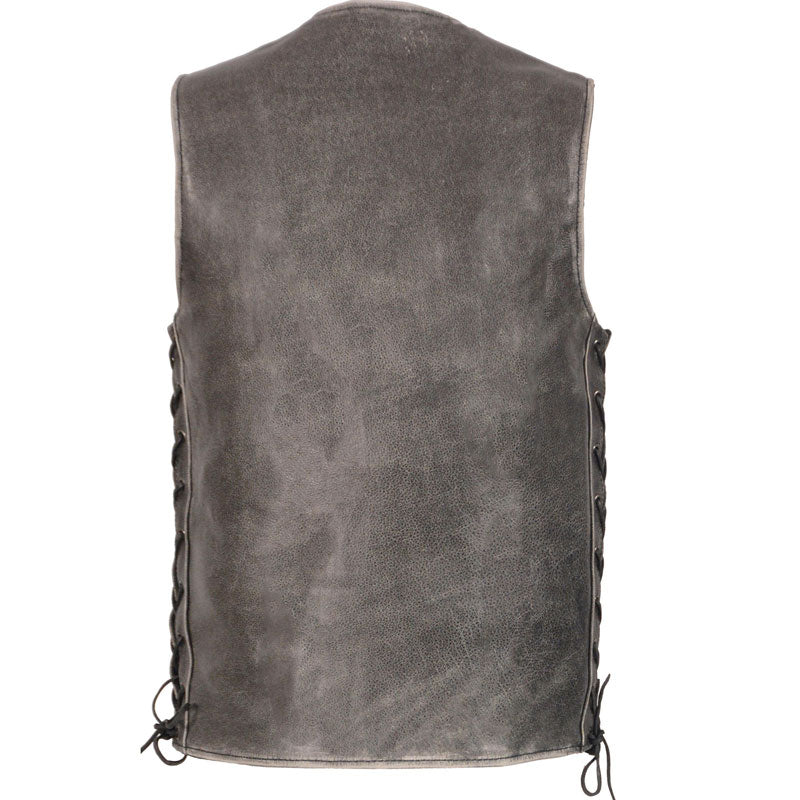 Grey Side Lace Leather Vest