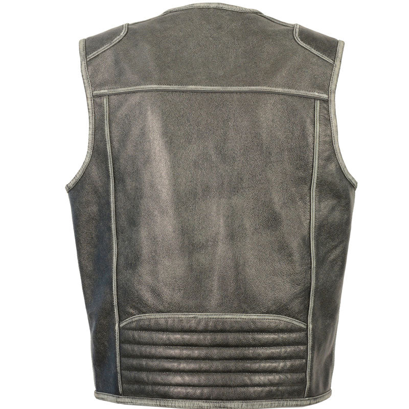 Vintage Distressed Zipper Front Leather Vest