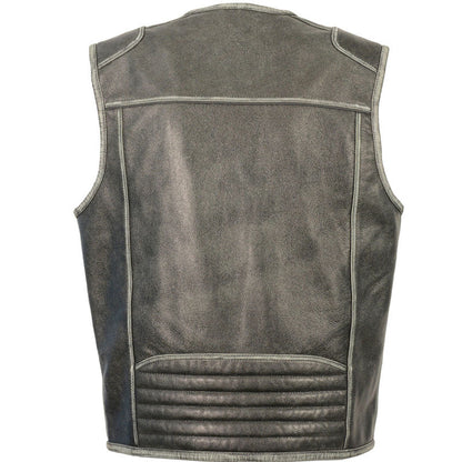 Vintage Distressed Zipper Front Leather Vest