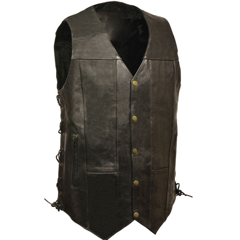 Black Side Lace Leather Vest