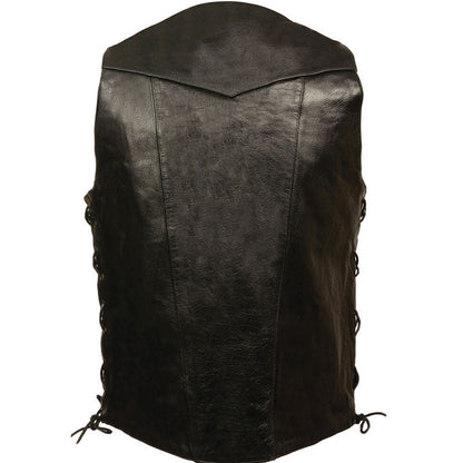 Black Side Lace Leather Vest