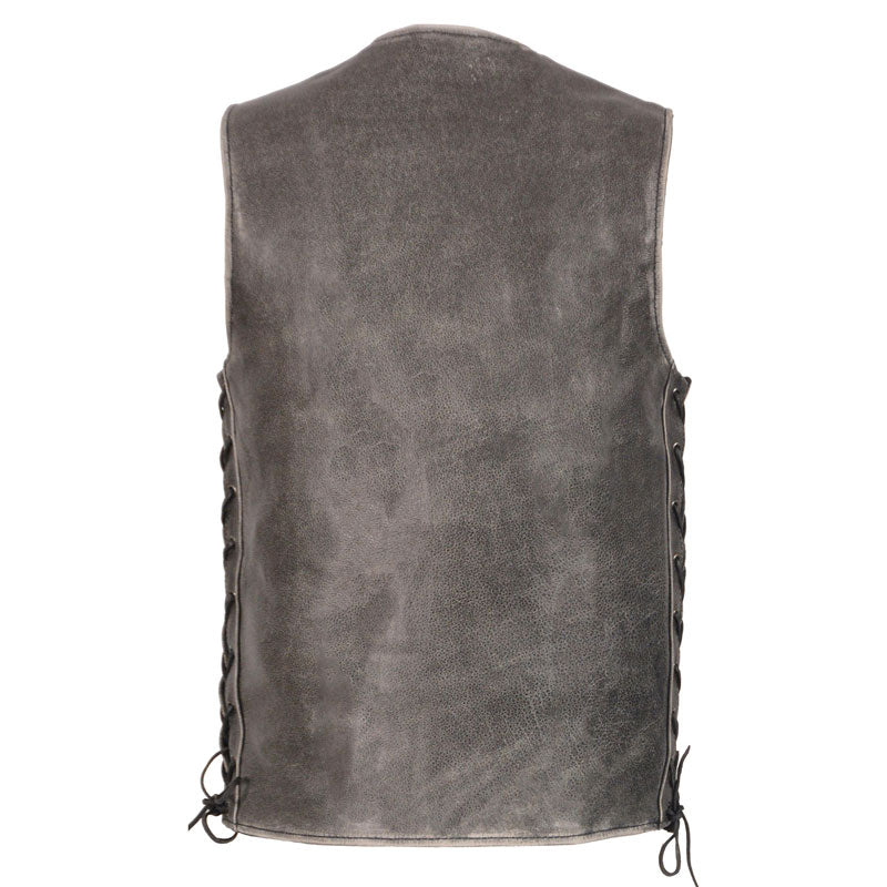 Men's Grey Suede Leather Side Lace Vest