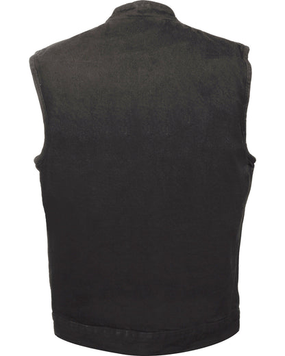 Men's Snap Front Denim Club Style Vest with Gun Pocket