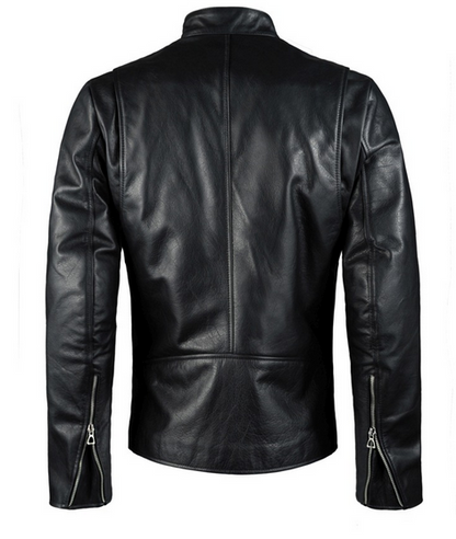 Tony Stark Black Biker Riding Leather Jacket