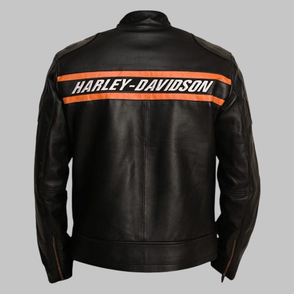 Bill Goldberg Harley Davidson Black Real Leather Biker Jacket for Men