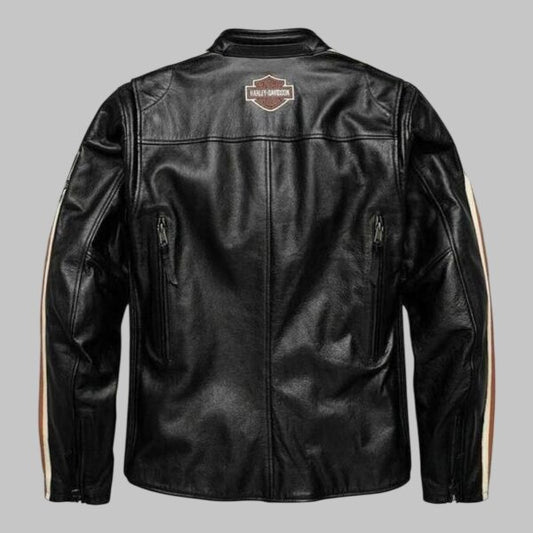 Harley Davidson Black Genuine Cowhide Leather Motorcycle Biker Jacket for Men
