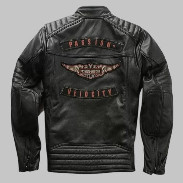Harley Davidson Passion Velocity Black Cowhide Leather Biker Jacket for Men