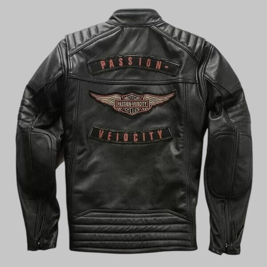 Harley Davidson Passion Velocity Black Cowhide Leather Biker Jacket for Men