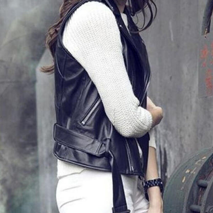 Black Biker Vest for Women