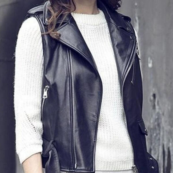 Black Biker Vest for Women