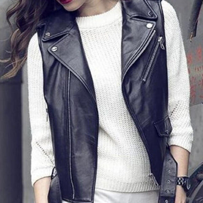 Black Biker Vest for Women