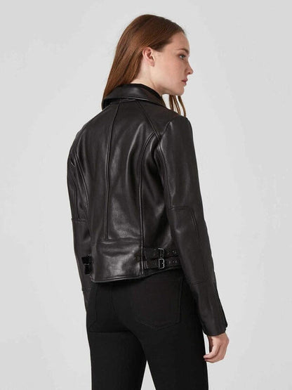 Black Leather Biker Jacket Female