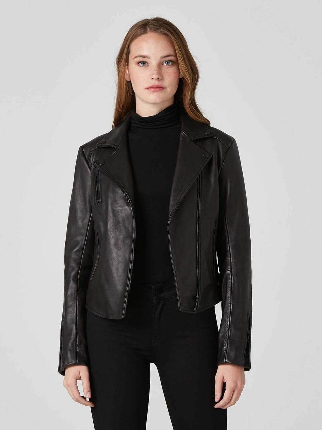 Black Leather Biker Jacket Female