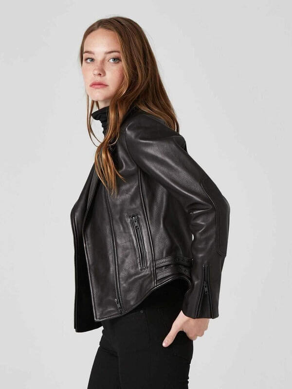 Black Leather Biker Jacket Female