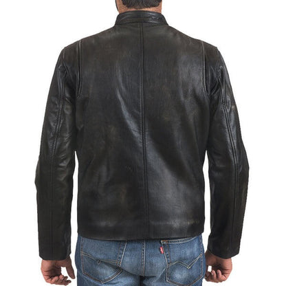 Black Leather Biker Motorcycle Jacket