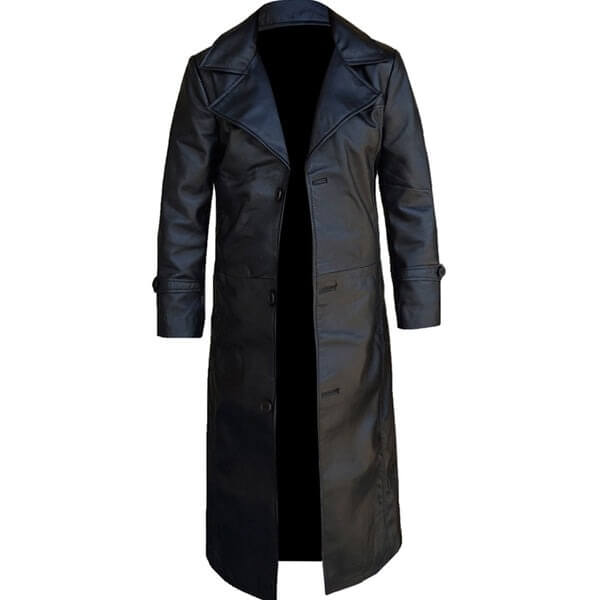 Black Leather Trench Coat Mens