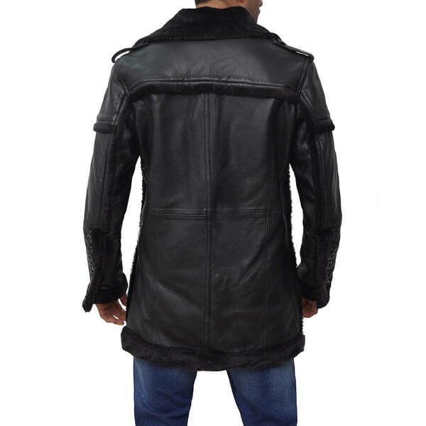 Black Long Shearling Coat Mens