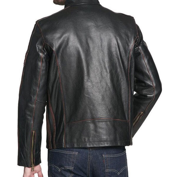 Black Rivet Antique Style Leather Jacket