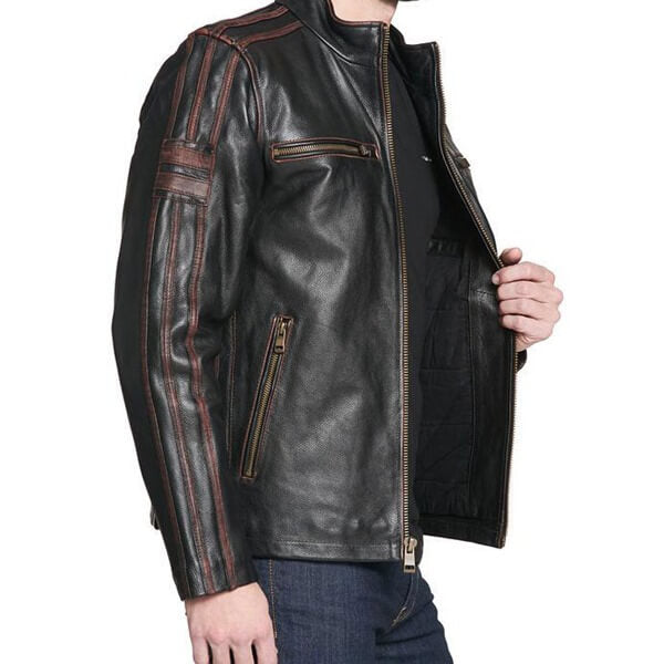 Black Rivet Antique Style Leather Jacket