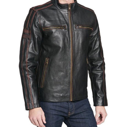 Black Rivet Antique Style Leather Jacket