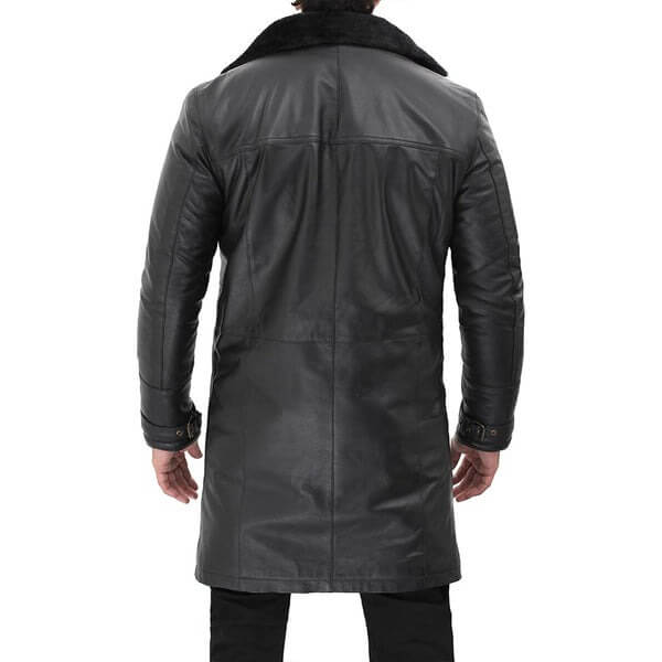 Black Shearling Leather Coat Mens