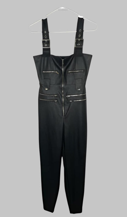 Black Leather Jumpsuit Women Handmade Custom Fit Catsuit