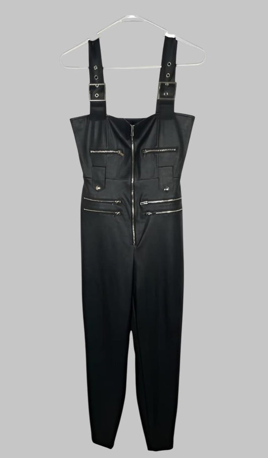 Black Leather Jumpsuit Women Handmade Custom Fit Catsuit