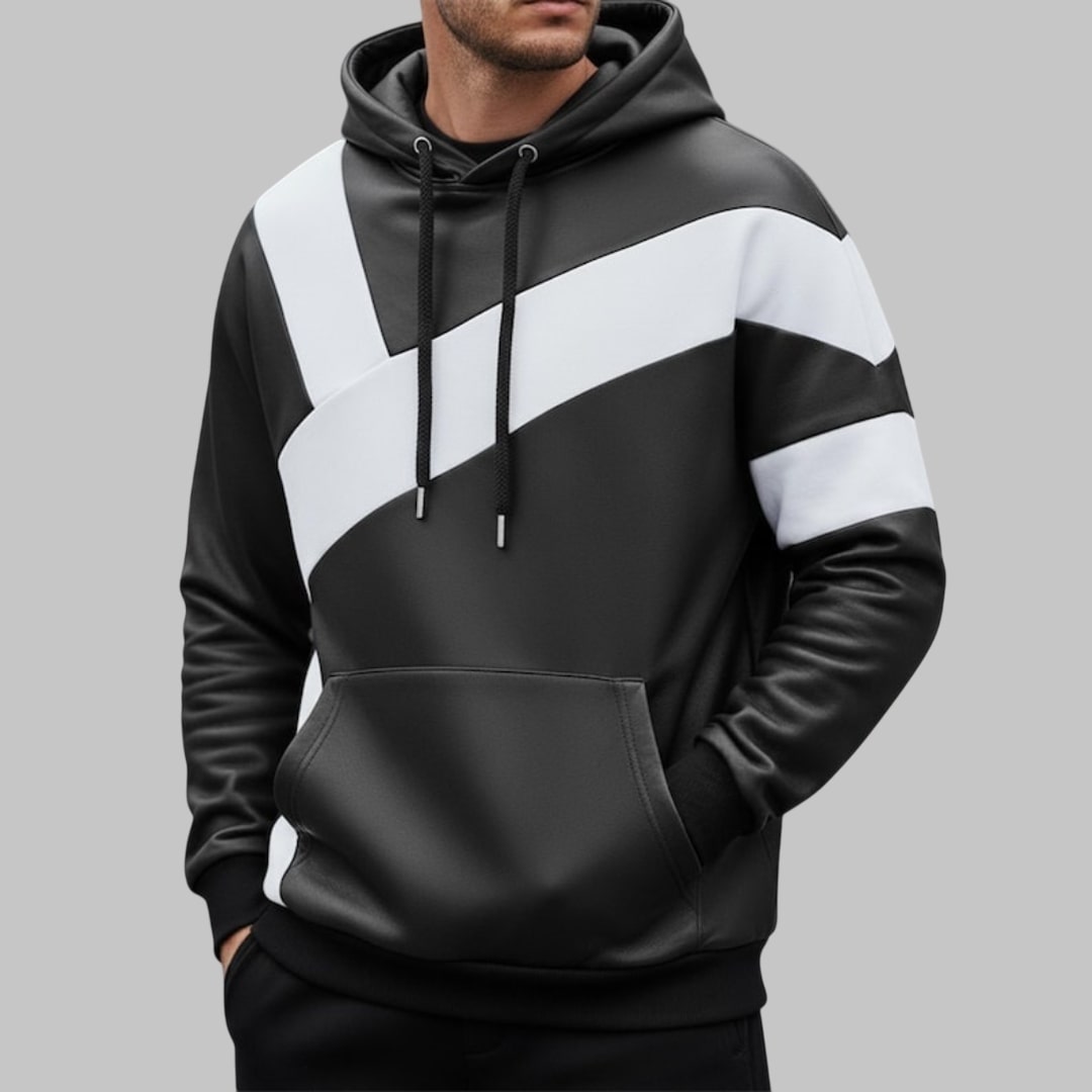 Black & White Leather Hoodie for Men – Two-Tone Streetwear Jacket | Genuine Leather, Custom Fit