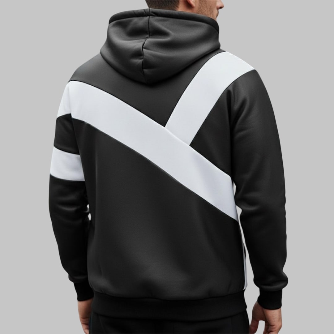Black & White Leather Hoodie for Men – Two-Tone Streetwear Jacket | Genuine Leather, Custom Fit