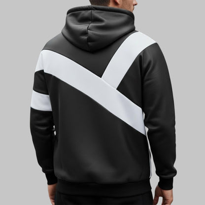 Black & White Leather Hoodie for Men – Two-Tone Streetwear Jacket | Genuine Leather, Custom Fit