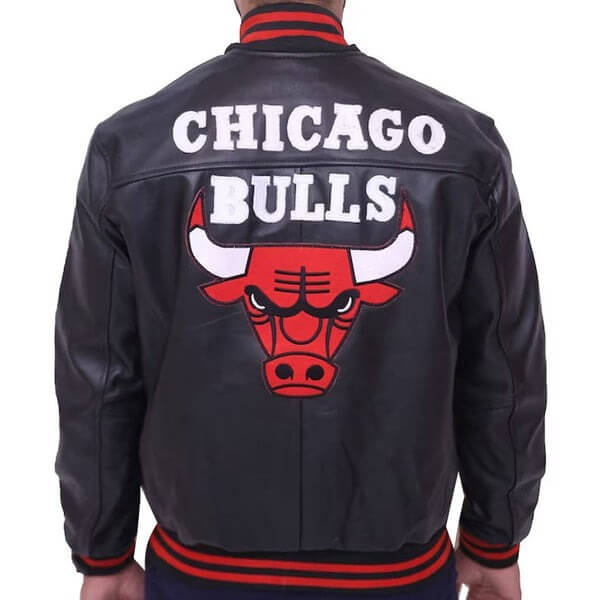 Black and Red Bull Letterman Baseball Varsity Jacket by Avanzar Leather