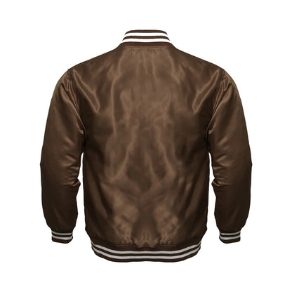 Avanzar All-Brown Satin Varsity Jacket