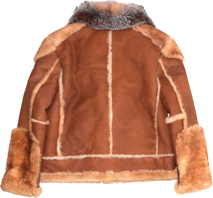 Brown Pilot Men’s Leather Jacket with Fur