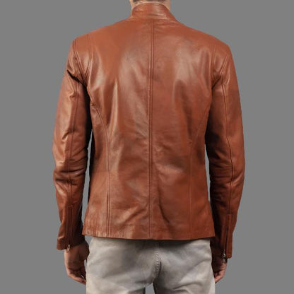 Brown Biker Leather Jacket Ionic Style